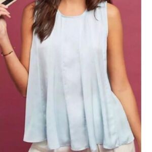 Anthropologie Blue Satin Swing Top NEW S